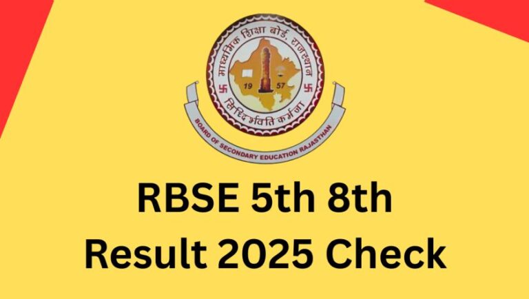 RBSE 5th 8th Result 2025 Check