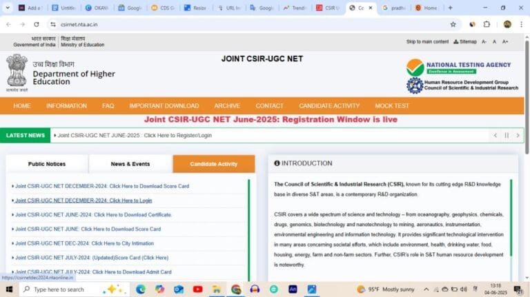CSIR UGC NET June 2025 Registration Open