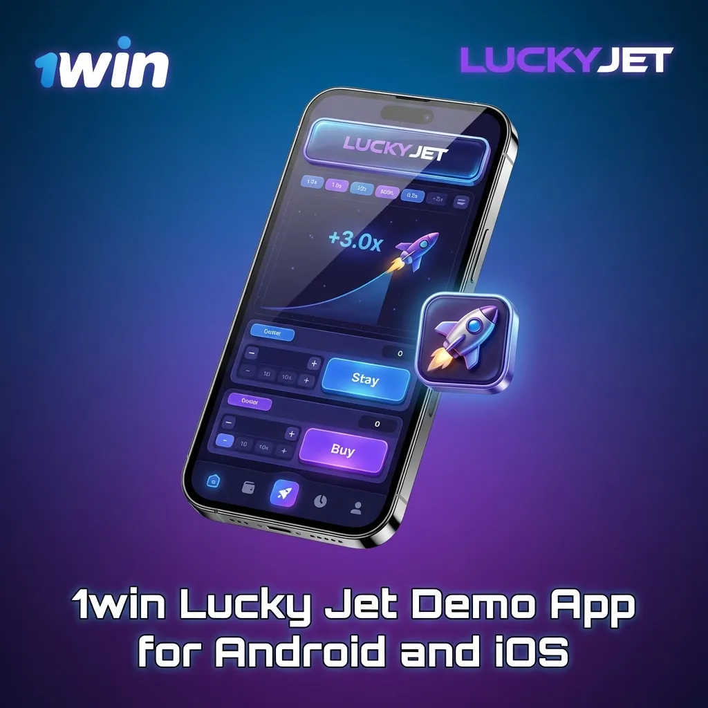 1win Lucky Jet demo app interface on mobile devices showing betting controls optimized for Android and iOS touchscreens