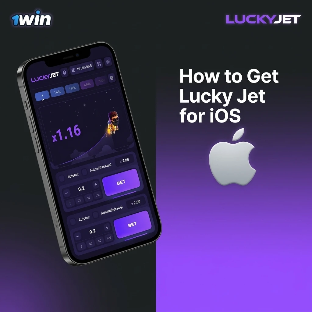 Lucky Jet iOS installation steps showing 1win web app setup process for iPhone and iPad home screen shortcut