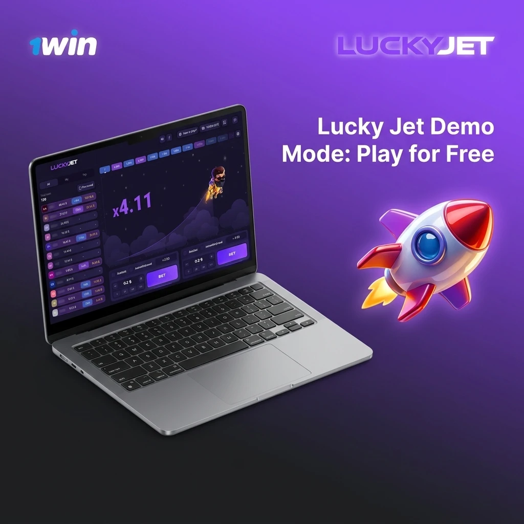 Lucky Jet demo mode on 1win with virtual credits, auto cash-out settings, and live statistics for free practice play